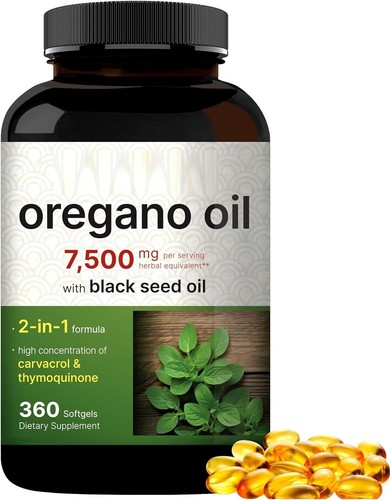 Oregano oil 7500mg 360gels - oregano,